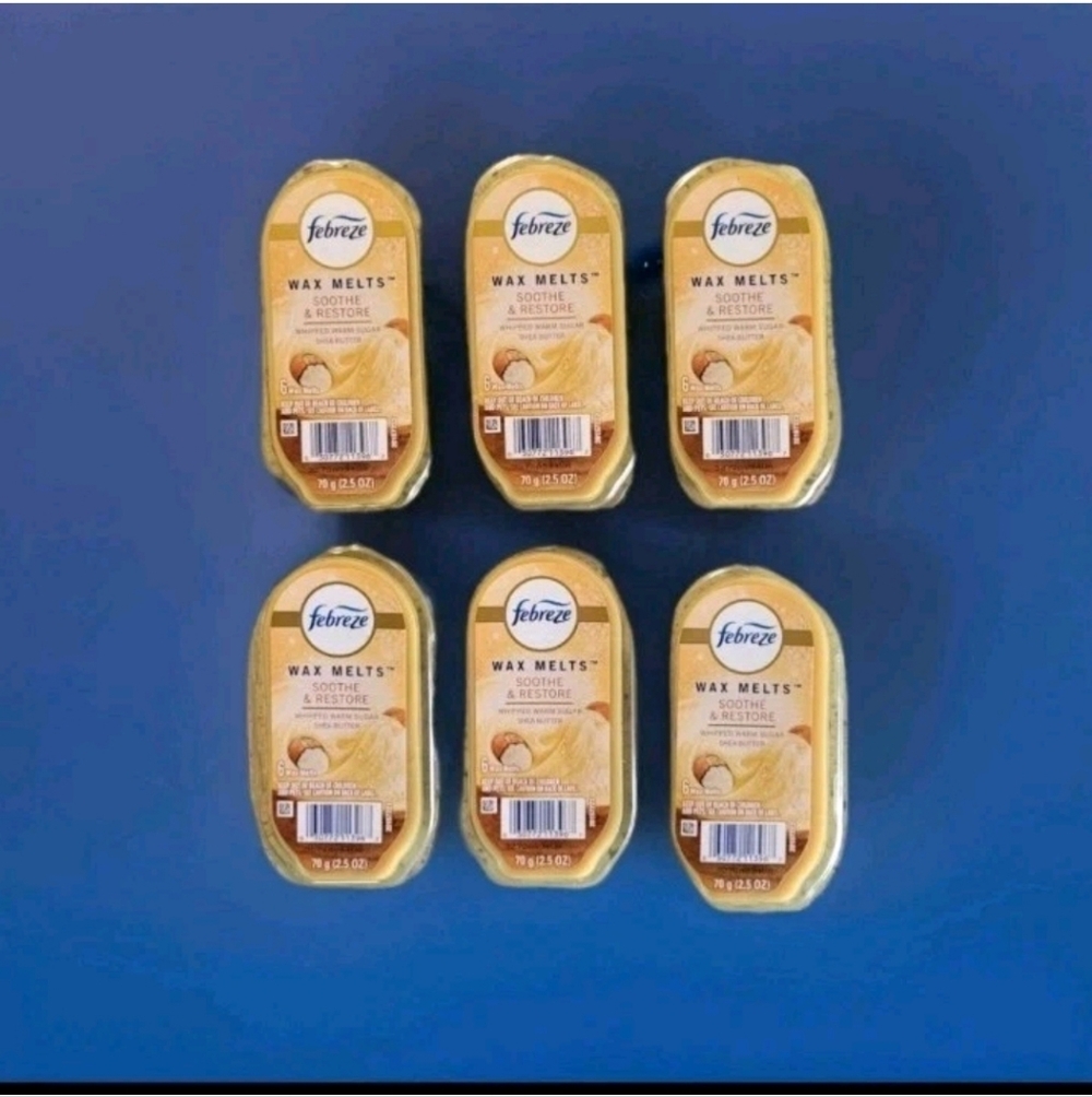 6 Febreze Soothe & Restore, 6 Wax Melts Per Pkg Whipped Warm Sugar & Shea Butter